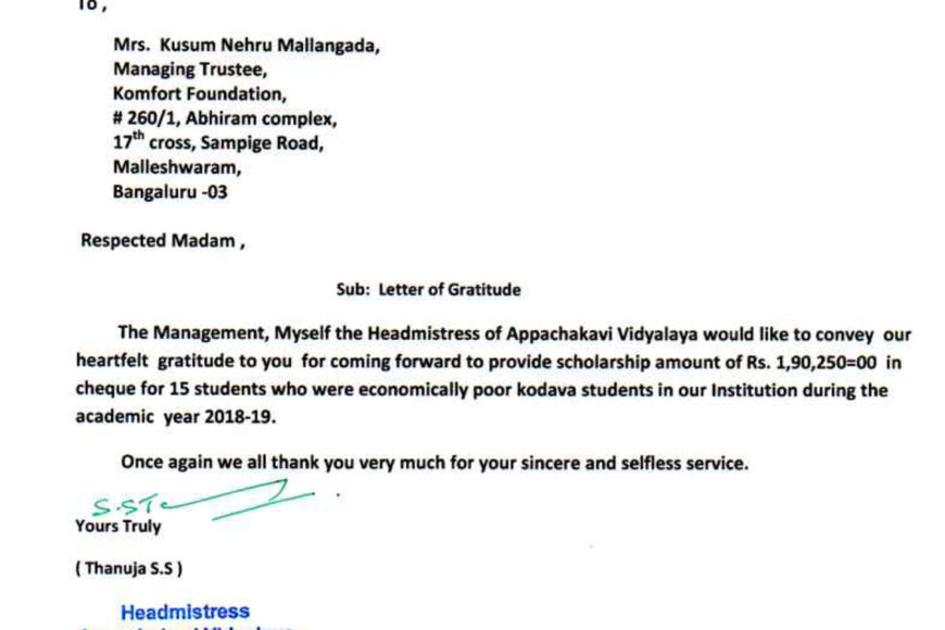 appreciation letter from school